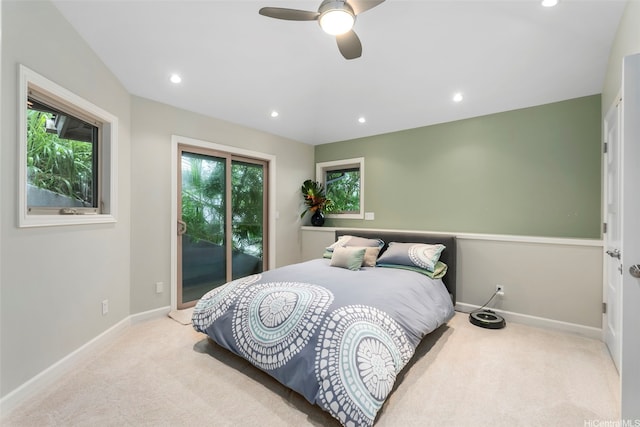 45-020 Namoku St, Kaneohe, HI 96744 - carpeted bedroom with access to outside, multiple windows, baseboards, and recessed lighting