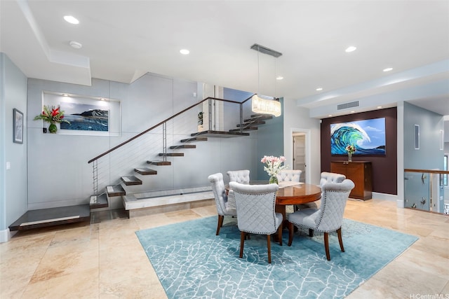 45-020 Namoku St, Kaneohe, HI 96744 - tiled dining room featuring stairs, recessed lighting, and baseboards