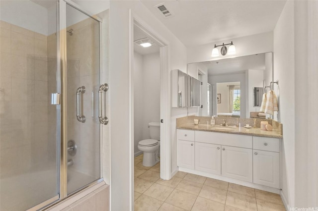 520 Lunalilo Home Rd Unit 8124, Honolulu, HI 96825 - bathroom with tile patterned flooring, vanity, visible vents, toilet, and a shower stall