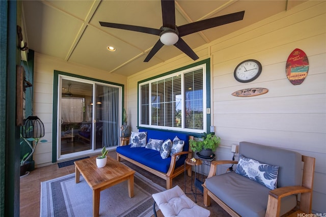 91-1243 Kuanoo St, Ewa Beach, HI 96706 - view of patio with ceiling fan and an outdoor living space