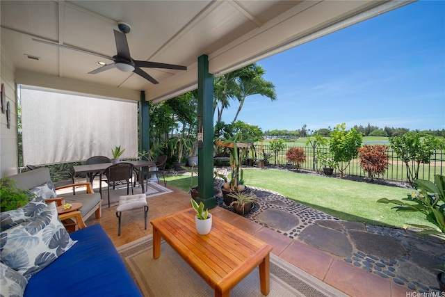 91-1243 Kuanoo St, Ewa Beach, HI 96706 - view of patio with outdoor dining area and ceiling fan