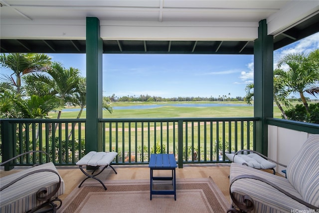 91-1243 Kuanoo St, Ewa Beach, HI 96706 - wooden terrace featuring a water view, golf course view, and a yard