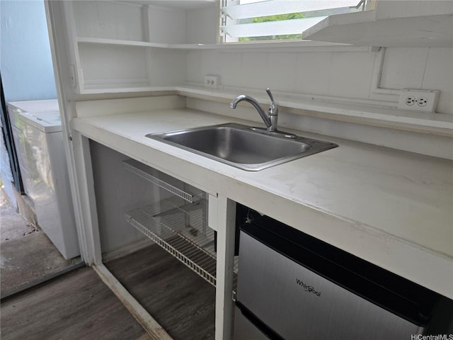 2519 Lai Rd Unit C, Honolulu, HI 96816 - kitchen with dishwasher, a sink, wood finished floors, open shelves, and light countertops