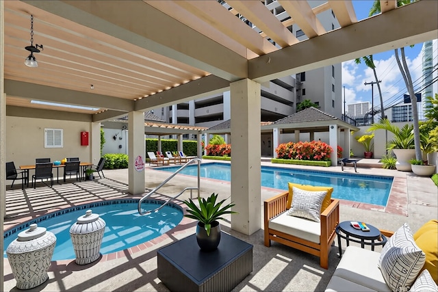 1201 Wilder Ave Unit 2701, Honolulu, HI 96822 - swimming pool featuring a pergola, a patio area, and an outdoor living space