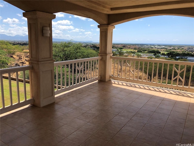 exterior space featuring a mountain view