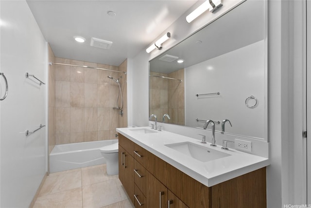 629 Keeaumoku St Unit 3401, Honolulu, HI 96814 - bathroom featuring double vanity, a sink, tile patterned floors, and toilet