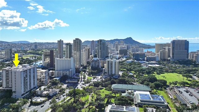 city view with a water and mountain view