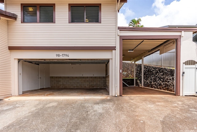 garage with driveway
