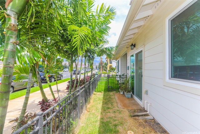 view of yard featuring fence