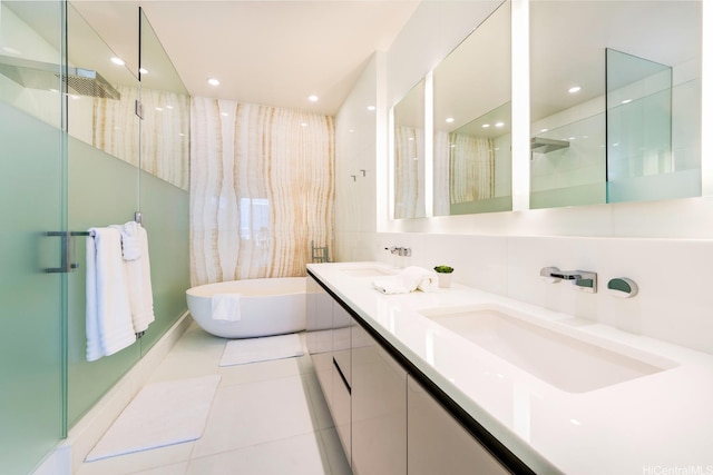 1118 Ala Moana Blvd Unit 1203, Honolulu, HI 96814 - bathroom with a sink, a stall shower, and a soaking tub