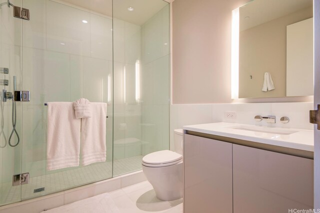 1118 Ala Moana Blvd Unit 1203, Honolulu, HI 96814 - full bath with vanity, toilet, recessed lighting, and a stall shower