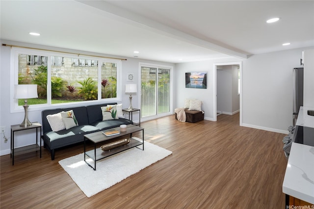 1242 Auwaiku St, Kailua, HI 96734 - living area with wood finished floors, recessed lighting, and baseboards