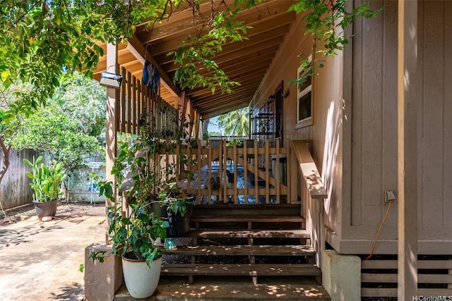 exterior space featuring a patio and stairway