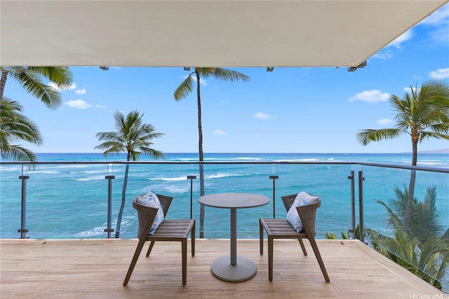 balcony with a water view