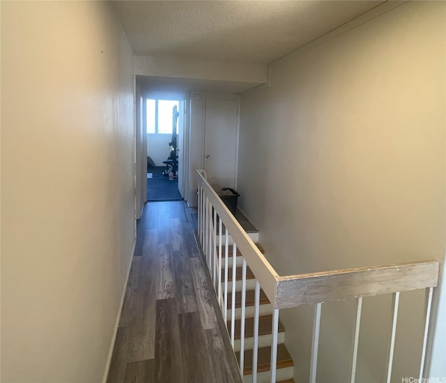 hallway with stairs and wood finished floors