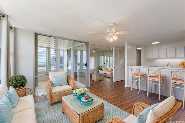 2600 Pualani Way Unit 3102, Honolulu, HI 96815 - living area featuring wood finished floors and a ceiling fan