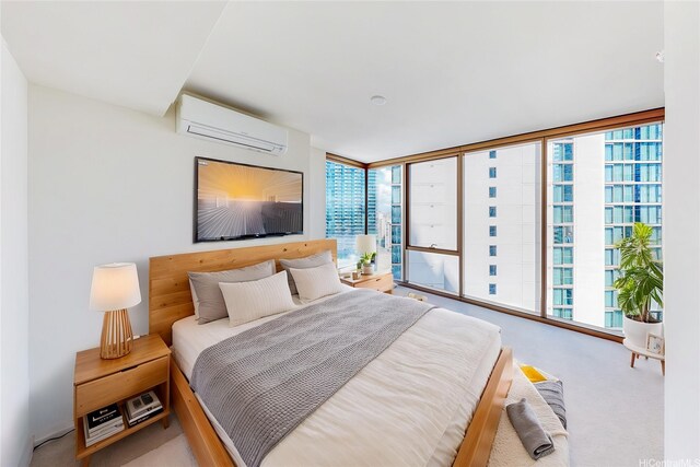 1388 Kapiolani Blvd Unit 2209, Honolulu, HI 96814 - carpeted bedroom featuring multiple windows and a wall mounted AC
