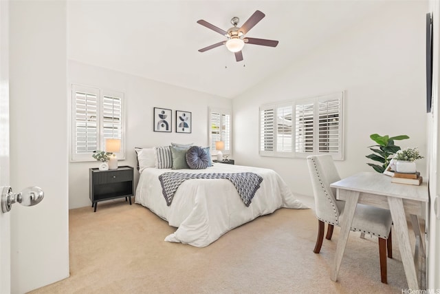 91-1023 Kai Weke St, Ewa Beach, HI 96706 - bedroom with ceiling fan, vaulted ceiling, and light carpet