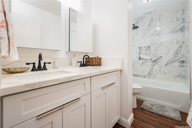 94-1081 Anania Cir Unit 12, Mililani, HI 96789 - full bathroom with double vanity, toilet, a sink, and wood finished floors