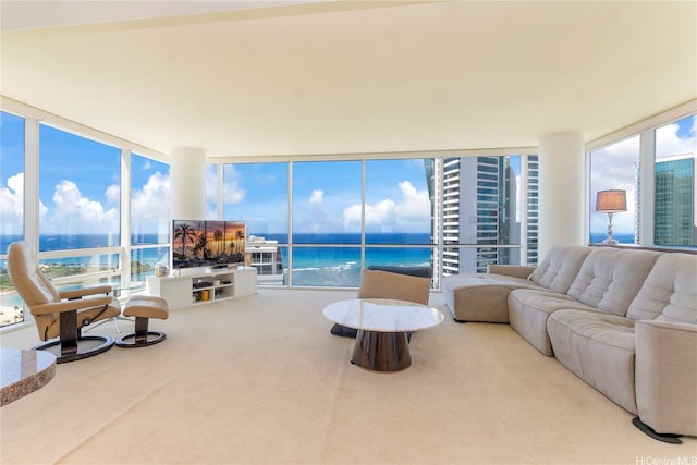 88 Piikoi St Unit 3509, Honolulu, HI 96814 - carpeted living room with expansive windows
