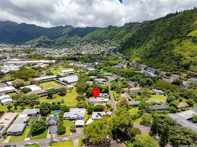 aerial perspective of suburban area featuring mountains