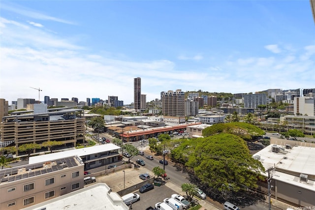 birds eye view of property with a view of city