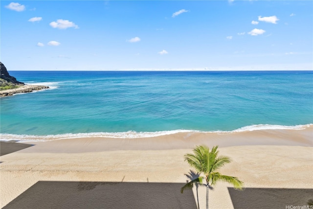 view of water feature featuring a view of the beach