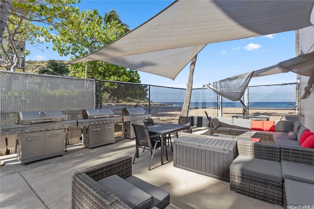 view of patio / terrace featuring area for grilling, an outdoor living space, and outdoor dining space