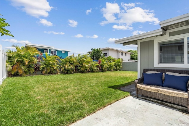 45-008 Mahalani Cir, Kaneohe, HI 96744 - view of yard featuring a fenced backyard, an outdoor living space, and a patio area