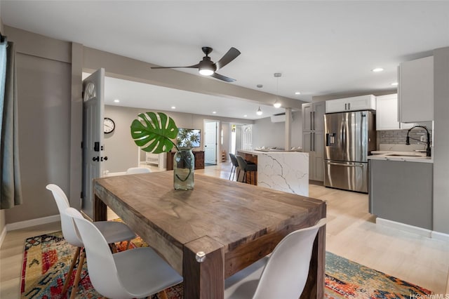 45-008 Mahalani Cir, Kaneohe, HI 96744 - dining space with recessed lighting, a ceiling fan, and light wood-type flooring