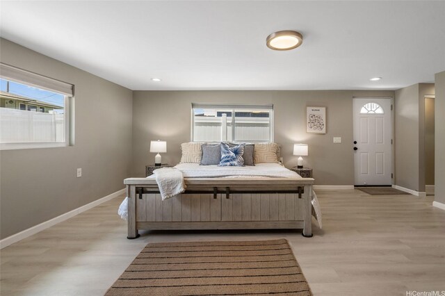 45-008 Mahalani Cir, Kaneohe, HI 96744 - bedroom with baseboards, recessed lighting, light wood finished floors, and multiple windows