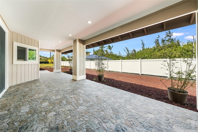 view of patio featuring a fenced backyard