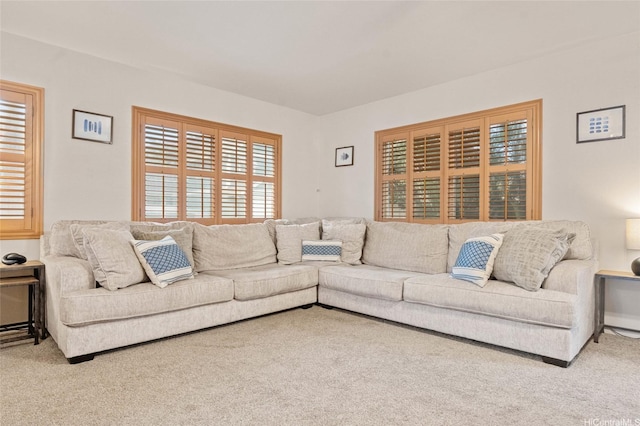 view of carpeted living area