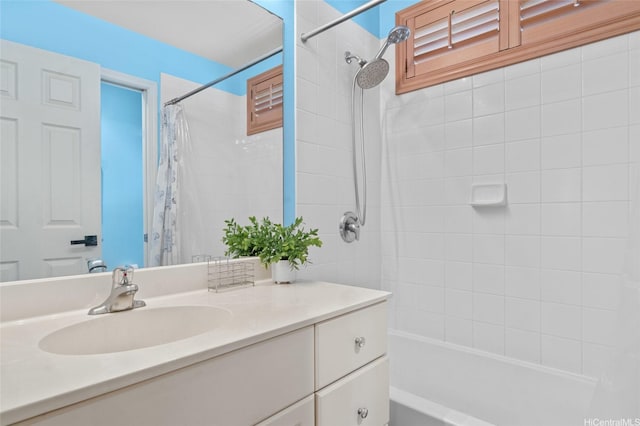 full bath with shower / tub combo and vanity