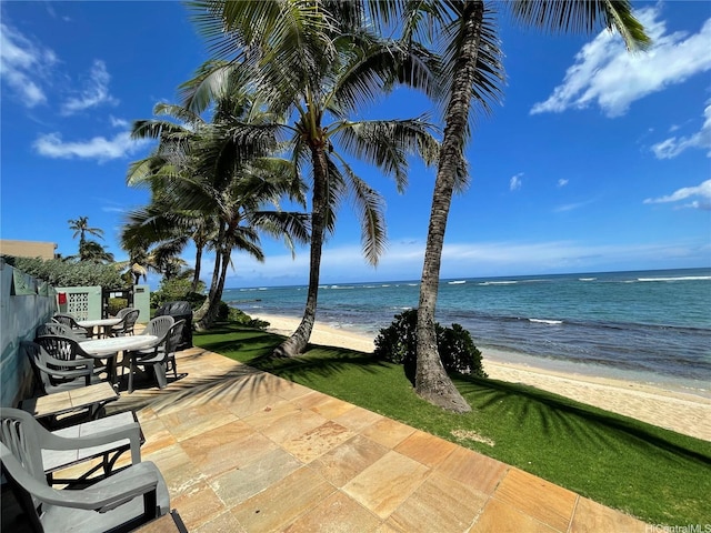 property view of water with a beach view