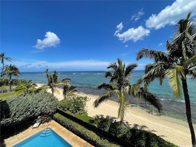 water view featuring a beach view