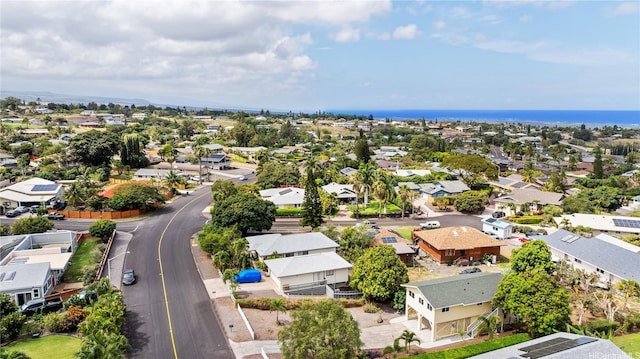 aerial view featuring a residential view and a water view