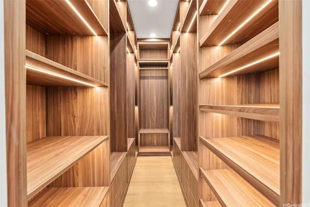 view of sauna with recessed lighting and wood finished floors