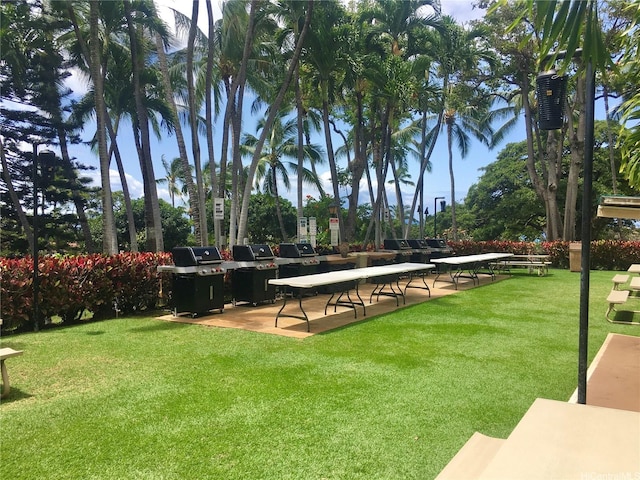 view of community featuring a lawn