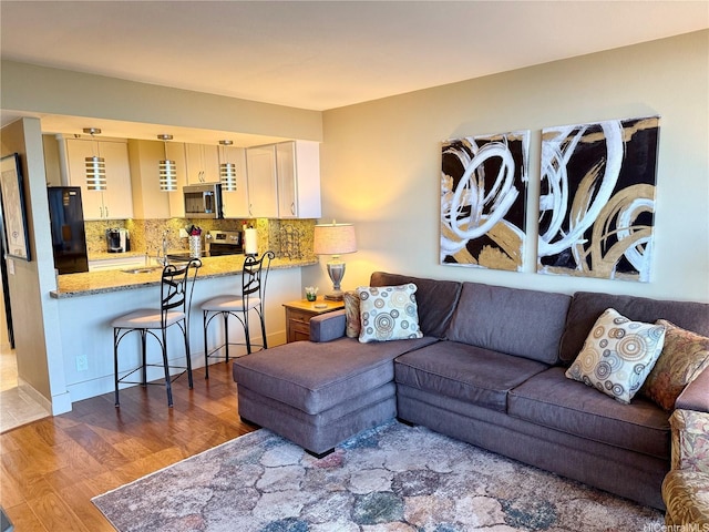 living area featuring wood finished floors