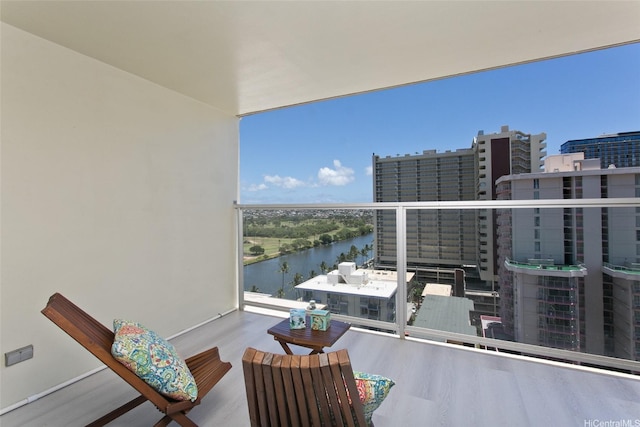 balcony with a water view