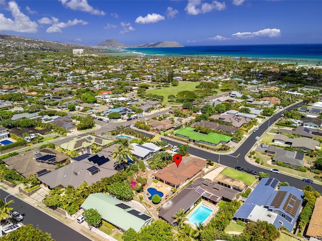 760 Onaha St, Honolulu, HI 96816 - aerial view of residential area featuring a large body of water and a pool area