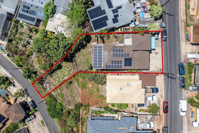 1180 Wanaka St, Honolulu, HI 96818 - aerial perspective of suburban area featuring property parcel outlined