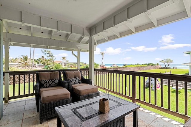 exterior space featuring an outdoor living space and a patio