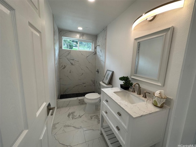 44-665 Kaneohe Bay Dr, Kaneohe, HI 96744 - full bathroom featuring marble look tile flooring, vanity, a marble finish shower, and toilet