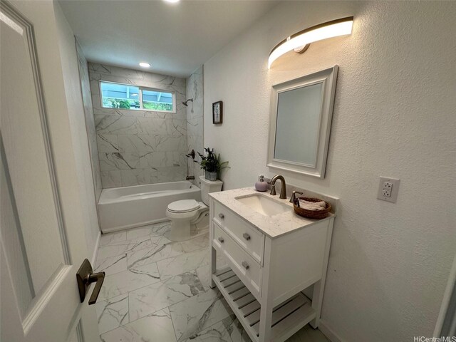 44-665 Kaneohe Bay Dr, Kaneohe, HI 96744 - bathroom with marble finish floors, vanity, shower / tub combination, and toilet