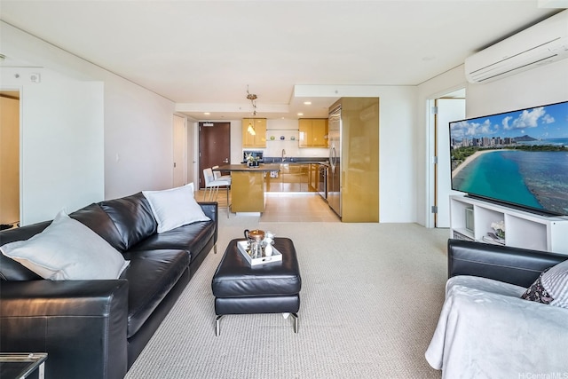 1200 Queen Emma St Unit 1401, Honolulu, HI 96813 - living area with light carpet and a wall unit AC