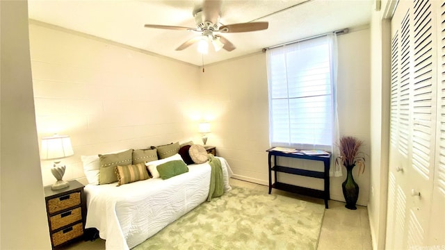 bedroom with carpet and ceiling fan