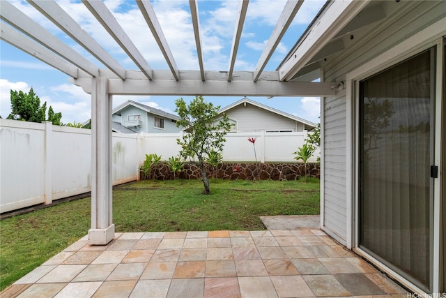 view of patio featuring a pergola