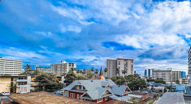 bird's eye view with a view of city